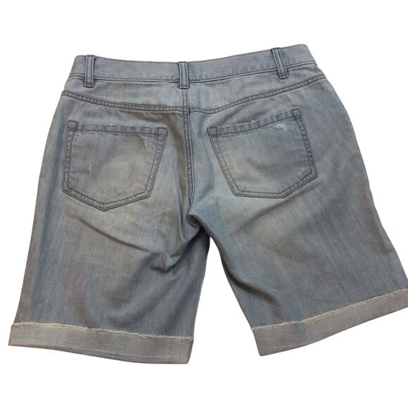 Loft Denim Bermuda Boyfriend Fit Shorts Light Wash Distressed Broken In Style - Picture 10 of 16